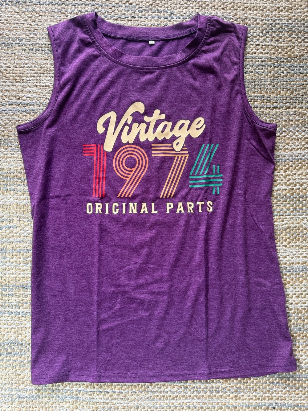 Vintage 1974 Original Parts Purple Sleeveless Tank